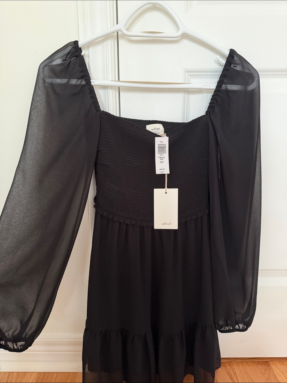 Wilfred Black Sheer Sleeve Tempest Mini Dress